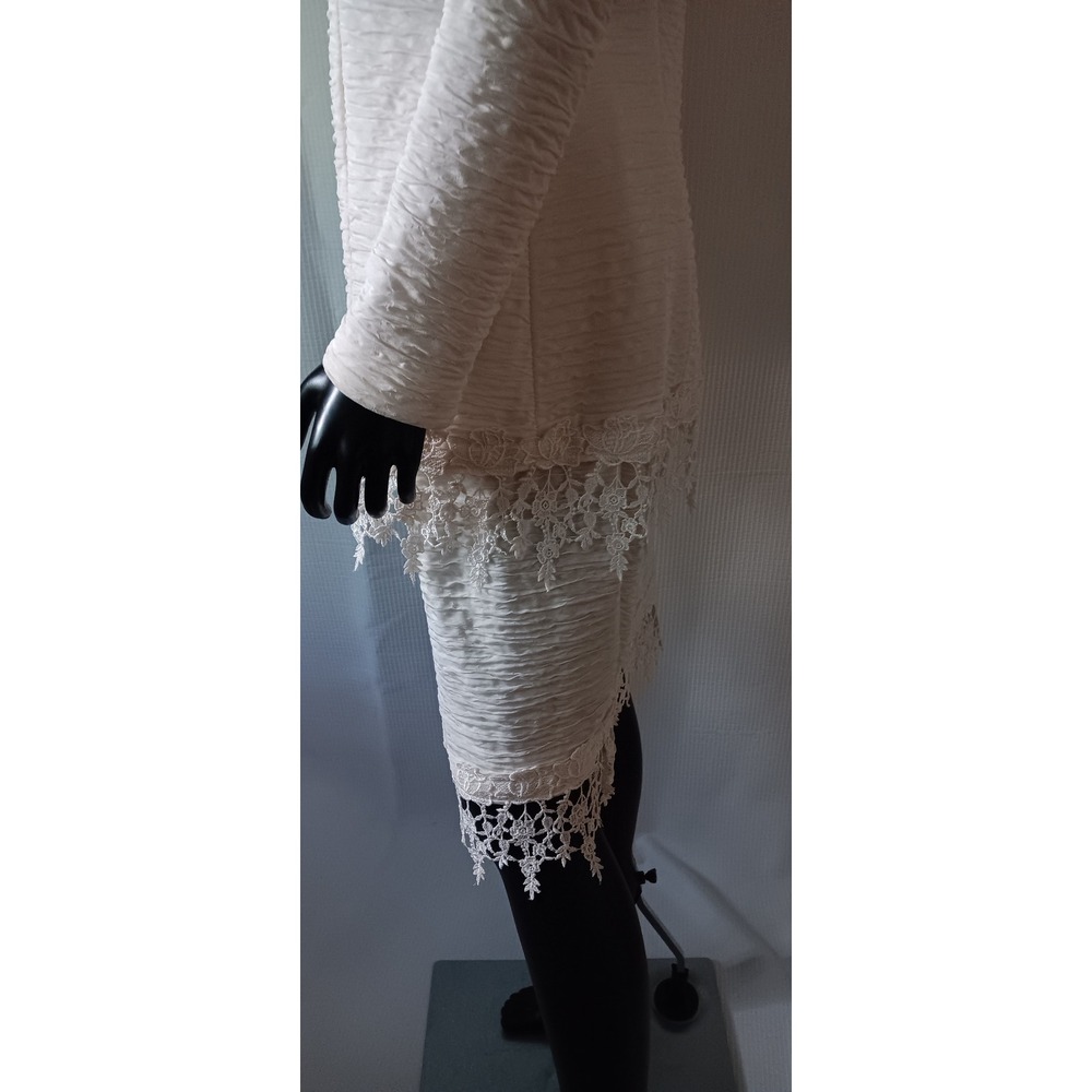 Vintage Jeffrey & Dana Linda Hutley Off White Lace Trim Jacket Skirt Set sz 9/10 - Picture 6 of 6